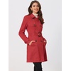 image:imageAllegra K Womens Faux Suede Trench Coat Double Breasted Jacket with Belt  Point Collar Warm Overcoat Fall Winter Long Sleeve Warm Outerwear Work Office Mid Length CoatsRed