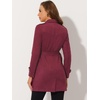 image:imageAllegra K Womens Faux Suede Trench Coat Double Breasted Jacket with Belt  Point Collar Warm Overcoat Fall Winter Long Sleeve Warm Outerwear Work Office Mid Length CoatsDeep Red