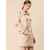 image:imageAllegra K Womens Faux Suede Trench Coat Double Breasted Jacket with Belt  Point Collar Warm Overcoat Fall Winter Long Sleeve Warm Outerwear Work Office Mid Length CoatsApricot
