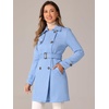 image:imageAllegra K Womens Faux Suede Trench Coat Double Breasted Jacket with Belt  Point Collar Warm Overcoat Fall Winter Long Sleeve Warm Outerwear Work Office Mid Length CoatsSky Blue