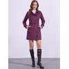 image:imageAllegra K Womens Faux Suede Trench Coat Double Breasted Jacket with Belt  Point Collar Warm Overcoat Fall Winter Long Sleeve Warm Outerwear Work Office Mid Length CoatsDark Purple