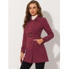 image:imageAllegra K Womens Faux Suede Trench Coat Double Breasted Jacket with Belt  Point Collar Warm Overcoat Fall Winter Long Sleeve Warm Outerwear Work Office Mid Length CoatsDeep Red