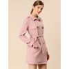 image:imageAllegra K Womens Faux Suede Trench Coat Double Breasted Jacket with Belt  Point Collar Warm Overcoat Fall Winter Long Sleeve Warm Outerwear Work Office Mid Length CoatsPink