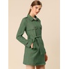 image:imageAllegra K Womens Faux Suede Trench Coat Double Breasted Jacket with Belt  Point Collar Warm Overcoat Fall Winter Long Sleeve Warm Outerwear Work Office Mid Length CoatsGreen