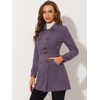 image:imageAllegra K Womens Faux Suede Trench Coat Double Breasted Jacket with Belt  Point Collar Warm Overcoat Fall Winter Long Sleeve Warm Outerwear Work Office Mid Length CoatsGrey Purple