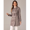 image:imageAllegra K Womens Faux Suede Trench Coat Double Breasted Jacket with Belt  Point Collar Warm Overcoat Fall Winter Long Sleeve Warm Outerwear Work Office Mid Length CoatsDark Beige