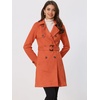 image:imageAllegra K Womens Faux Suede Trench Coat Double Breasted Jacket with Belt  Point Collar Warm Overcoat Fall Winter Long Sleeve Warm Outerwear Work Office Mid Length CoatsOrange