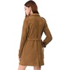 image:imageAllegra K Womens Faux Suede Trench Coat Double Breasted Jacket with Belt  Point Collar Warm Overcoat Fall Winter Long Sleeve Warm Outerwear Work Office Mid Length CoatsBrown