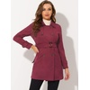 image:imageAllegra K Womens Faux Suede Trench Coat Double Breasted Jacket with Belt  Point Collar Warm Overcoat Fall Winter Long Sleeve Warm Outerwear Work Office Mid Length CoatsDeep Red