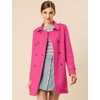 image:imageAllegra K Womens Faux Suede Trench Coat Double Breasted Jacket with Belt  Point Collar Warm Overcoat Fall Winter Long Sleeve Warm Outerwear Work Office Mid Length CoatsHot Pink