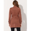 image:imageAllegra K Womens Faux Suede Trench Coat Double Breasted Jacket with Belt  Point Collar Warm Overcoat Fall Winter Long Sleeve Warm Outerwear Work Office Mid Length CoatsCaramel