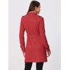 image:imageAllegra K Womens Faux Suede Trench Coat Double Breasted Jacket with Belt  Point Collar Warm Overcoat Fall Winter Long Sleeve Warm Outerwear Work Office Mid Length CoatsRed