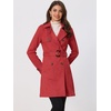 image:imageAllegra K Womens Faux Suede Trench Coat Double Breasted Jacket with Belt  Point Collar Warm Overcoat Fall Winter Long Sleeve Warm Outerwear Work Office Mid Length CoatsRed