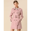 image:imageAllegra K Womens Faux Suede Trench Coat Double Breasted Jacket with Belt  Point Collar Warm Overcoat Fall Winter Long Sleeve Warm Outerwear Work Office Mid Length CoatsPink