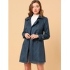 image:imageAllegra K Womens Faux Suede Trench Coat Double Breasted Jacket with Belt  Point Collar Warm Overcoat Fall Winter Long Sleeve Warm Outerwear Work Office Mid Length CoatsDark Blue