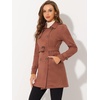image:imageAllegra K Womens Faux Suede Trench Coat Double Breasted Jacket with Belt  Point Collar Warm Overcoat Fall Winter Long Sleeve Warm Outerwear Work Office Mid Length CoatsCaramel