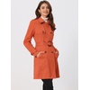 image:imageAllegra K Womens Faux Suede Trench Coat Double Breasted Jacket with Belt  Point Collar Warm Overcoat Fall Winter Long Sleeve Warm Outerwear Work Office Mid Length CoatsOrange