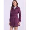 image:imageAllegra K Womens Faux Suede Trench Coat Double Breasted Jacket with Belt  Point Collar Warm Overcoat Fall Winter Long Sleeve Warm Outerwear Work Office Mid Length CoatsDark Purple