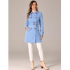image:imageAllegra K Womens Faux Suede Trench Coat Double Breasted Jacket with Belt  Point Collar Warm Overcoat Fall Winter Long Sleeve Warm Outerwear Work Office Mid Length CoatsSky Blue