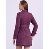 image:imageAllegra K Womens Faux Suede Trench Coat Double Breasted Jacket with Belt  Point Collar Warm Overcoat Fall Winter Long Sleeve Warm Outerwear Work Office Mid Length CoatsDark Purple