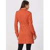 image:imageAllegra K Womens Faux Suede Trench Coat Double Breasted Jacket with Belt  Point Collar Warm Overcoat Fall Winter Long Sleeve Warm Outerwear Work Office Mid Length CoatsOrange