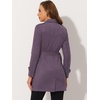 image:imageAllegra K Womens Faux Suede Trench Coat Double Breasted Jacket with Belt  Point Collar Warm Overcoat Fall Winter Long Sleeve Warm Outerwear Work Office Mid Length CoatsGrey Purple