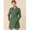 image:imageAllegra K Womens Faux Suede Trench Coat Double Breasted Jacket with Belt  Point Collar Warm Overcoat Fall Winter Long Sleeve Warm Outerwear Work Office Mid Length CoatsGreen