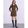 image:imageAllegra K Womens Faux Suede Trench Coat Double Breasted Jacket with Belt  Point Collar Warm Overcoat Fall Winter Long Sleeve Warm Outerwear Work Office Mid Length CoatsCoffee