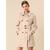image:imageAllegra K Womens Faux Suede Trench Coat Double Breasted Jacket with Belt  Point Collar Warm Overcoat Fall Winter Long Sleeve Warm Outerwear Work Office Mid Length CoatsApricot