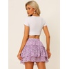image:imageAllegra K Womens Floral Skirt Tiered Ruffle Print Chiffon ALine Cute Summer Flowy Mini SkirtsLight Purple