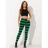 image:imageAllegra K Womens Leggings Striped Tights High Waist Elastic Waistband Party Yoga Stirrup PantsBlack Greenstripe