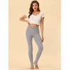 image:imageAllegra K Womens Leggings Striped Tights High Waist Elastic Waistband Party Yoga Stirrup PantsGrey Whitestripe