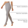 image:imageAllegra K Womens Leggings Striped Tights High Waist Elastic Waistband Party Yoga Stirrup PantsGrey Whitestripe