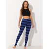image:imageAllegra K Womens Leggings Striped Tights High Waist Elastic Waistband Party Yoga Stirrup PantsNavy Royal Bluestripe