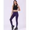 image:imageAllegra K Womens Leggings Striped Tights High Waist Elastic Waistband Party Yoga Stirrup PantsPurple Blackstripe