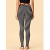 image:imageAllegra K Womens Leggings Striped Tights High Waist Elastic Waistband Party Yoga Stirrup PantsWhite Blackcolor Stripe