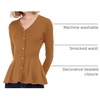 image:imageAllegra K Womens Peplum Sweater Ribbed V Neck Long Sleeve Knit Peplum TopsBrown