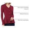 image:imageAllegra K Womens Peplum Sweater Ribbed V Neck Long Sleeve Knit Peplum TopsBurgundy
