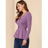 image:imageAllegra K Womens Peplum Sweater Ribbed V Neck Long Sleeve Knit Peplum TopsPurple