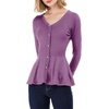 image:imageAllegra K Womens Peplum Sweater Ribbed V Neck Long Sleeve Knit Peplum TopsPurple