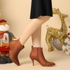 image:imageAllegra K Womens Stiletto Heels Pointed Toe Ankle Boots  Wide Calf Side Zipper Heel 3 17 Inches Party Halloween days Christmas Days Dating EveningBrown