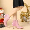 image:imageAllegra K Womens Stiletto Heels Pointed Toe Ankle Boots  Wide Calf Side Zipper Heel 3 17 Inches Party Halloween days Christmas Days Dating EveningPink