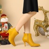 image:imageAllegra K Womens Stiletto Heels Pointed Toe Ankle Boots  Wide Calf Side Zipper Heel 3 17 Inches Party Halloween days Christmas Days Dating EveningYellow