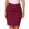 image:imageAllegra K Womens Basic Distressed High Waist Ripped Hem Washed Jeans Denim SkirtDeep Red