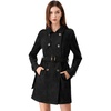 image:imageAllegra K Womens Faux Suede Trench Coat Double Breasted Jacket with Belt  Point Collar Warm Overcoat Fall Winter Long Sleeve Warm Outerwear Work Office Mid Length CoatsBlack