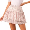 image:imageAllegra K Womens Floral Skirt Tiered Ruffle Print Chiffon ALine Cute Summer Flowy Mini SkirtsBeige Pink