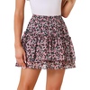 image:imageAllegra K Womens Floral Skirt Tiered Ruffle Print Chiffon ALine Cute Summer Flowy Mini SkirtsBlack Pink