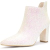 image:imageAllegra K Womens Glitter Pointed Toe Cutout Block Heel Ankle Booties  Cutout Pointed Toe Side Zipper Heel 35 Inches Party Halloween days Christmas Days Dating EveningLight Pink