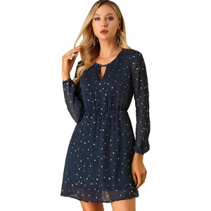 image:imageAllegra K Womens Choker V Neck Gilding Metallic Star Halloween Party Flared ALine DressDark Blue
