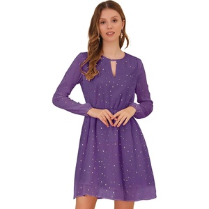 image:imageAllegra K Womens Choker V Neck Gilding Metallic Star Halloween Party Flared ALine DressDark Purple
